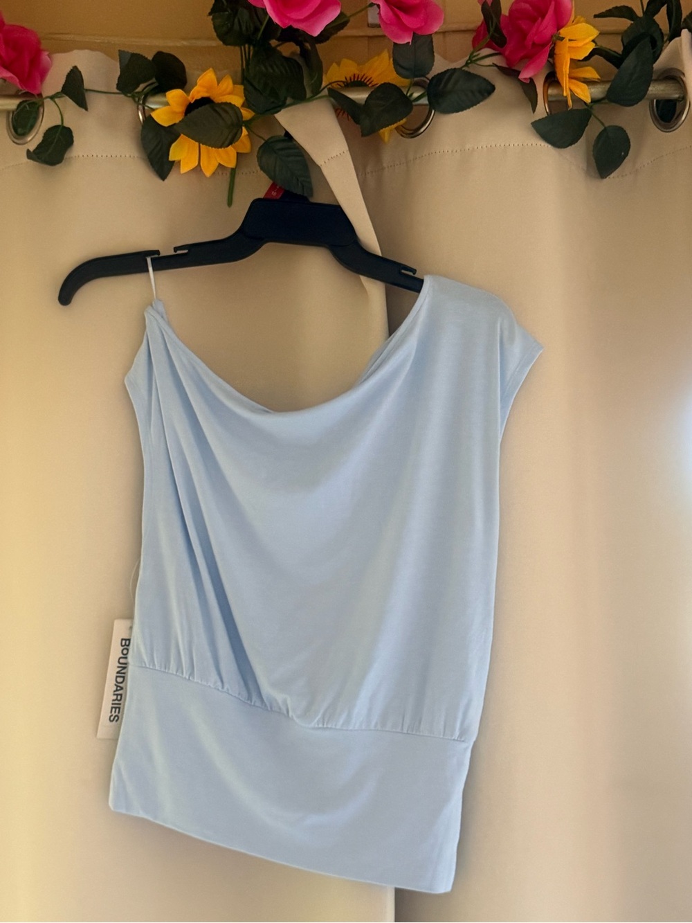 No Boundaries Light Blue One-Shoulder Draped Dress